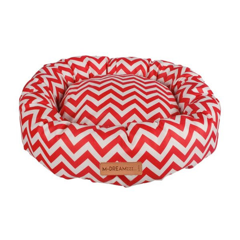 M-Pets Tasmania Round Cushion Red/White for Cats and Dogs