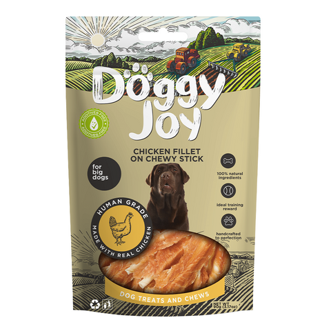 Doggy Joy Chicken Fillet On Chewy Stick Dog Treats 90g