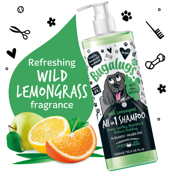 Bugalugs All In 1 Wild Lemongrass Dog Shampoo 500ml