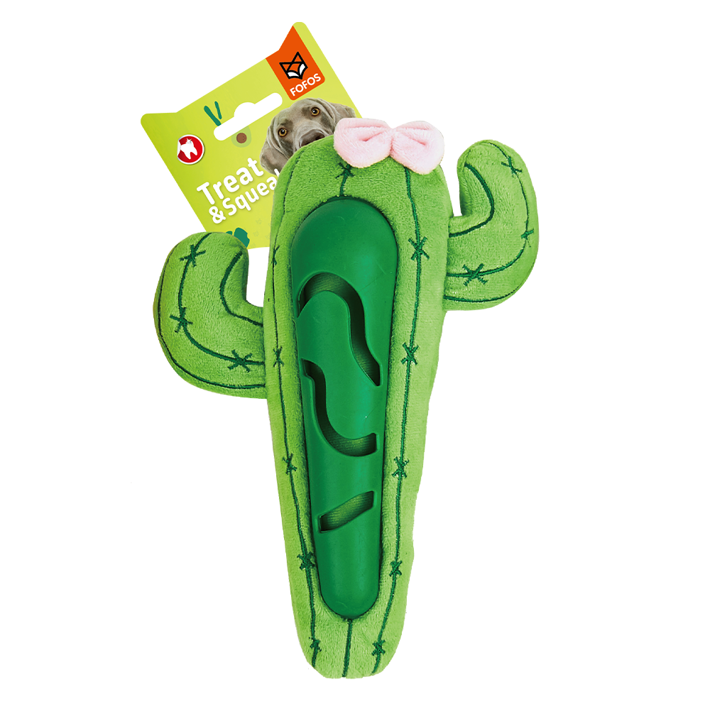 FOFOS Cute Cactus Treat Dispensing Dog Toy