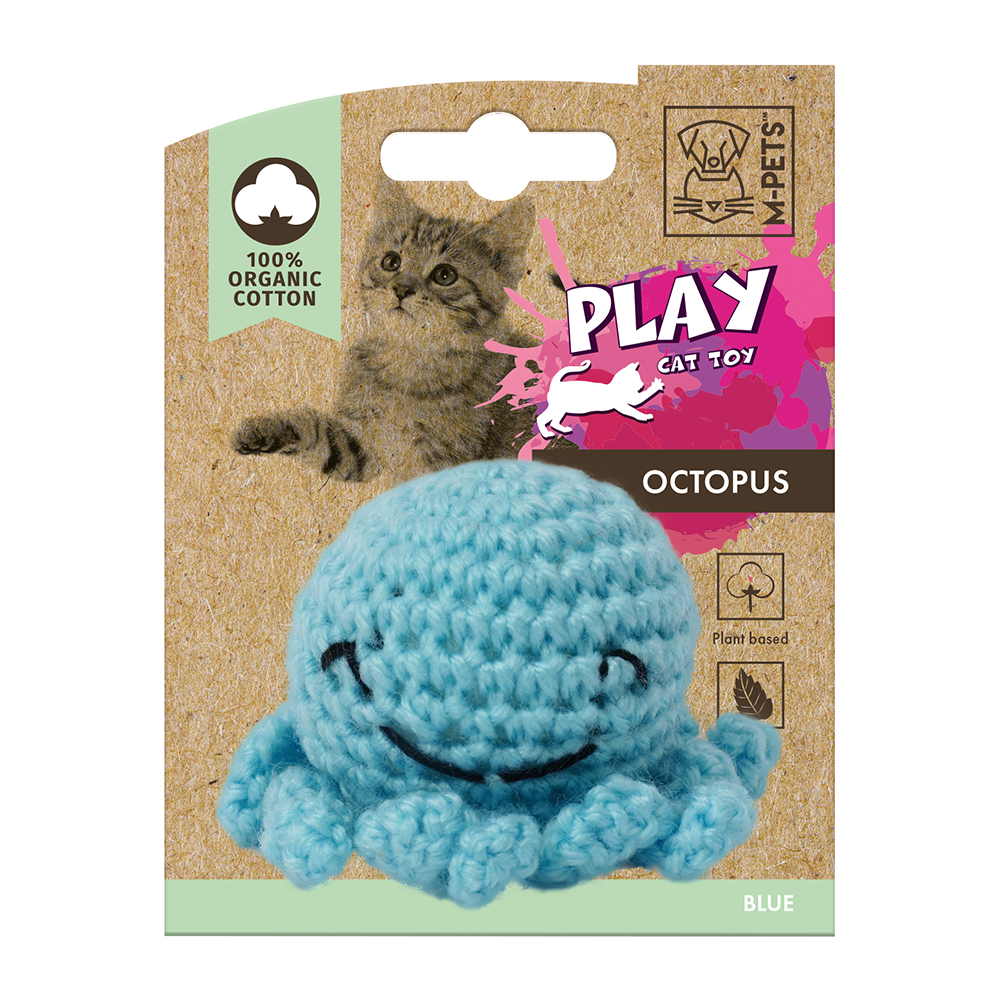 M-PETS Octopus Organic Cotton Cat Toy Blue