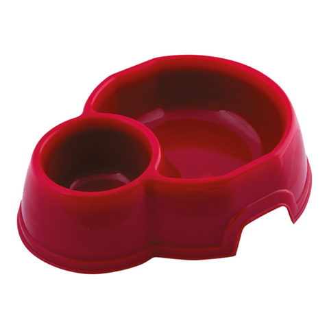 Georplast Mon Ami Double Plastic Pet Bowl Red