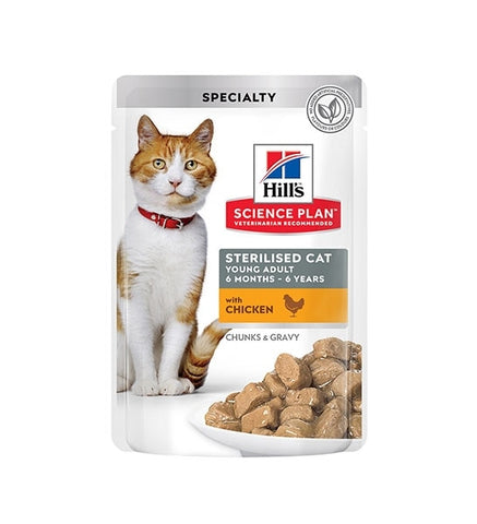 Hill's Science Plan Sterilised Cat Young Adult Cat Wet Food with Chicken Pouches